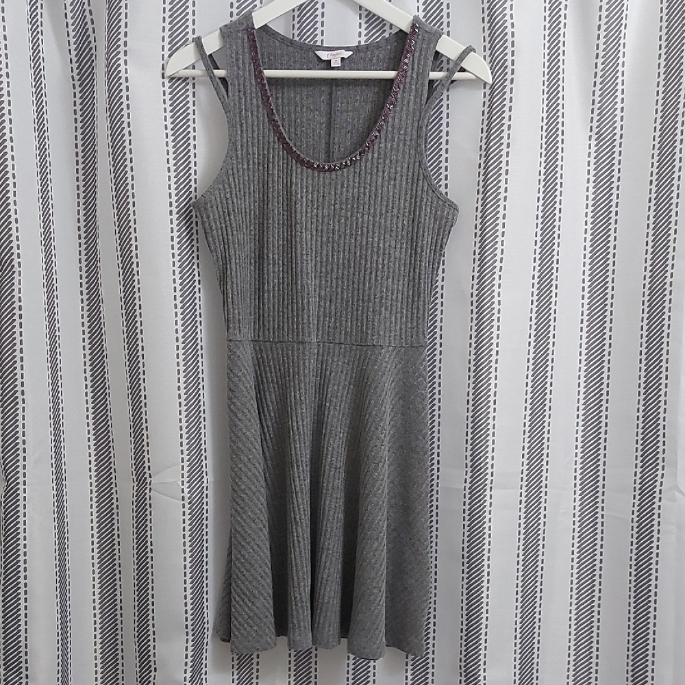 Candie's Gray Ribbed Sleeveless Sundress